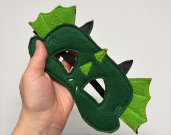 Masque de dragon écologique pour enfants - Vert foncé et vert citron