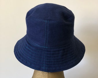 Upcycled Denim Bucket Hat – Navy Blue Summer Sun Hat, One of a Kind