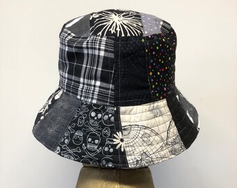 Einfarbiger Patchwork Anglerhut – Sommer Accessoire aus Upcycling-Stoffen
