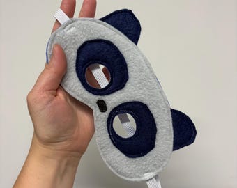 Masque panda écologique pour enfants - Bleu marine et gris clair