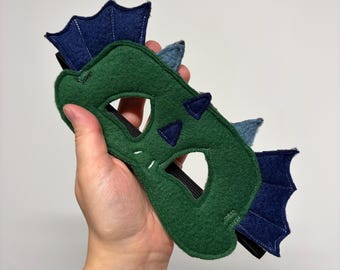 Masque de dragon écologique pour enfants - Vert foncé et bleu marine