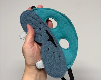 Masque enfant écologique à motif morse - Gris denim et turquoise