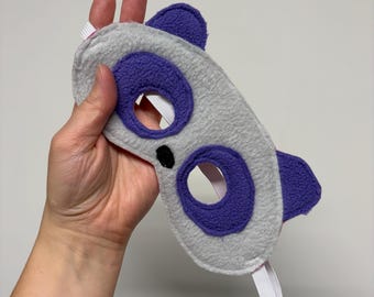 Masque panda écologique pour enfants - Violet foncé et gris clair
