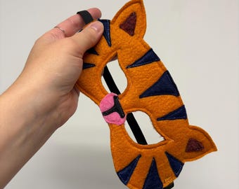Masque de tigre écologique pour enfants - Orange et bleu marine