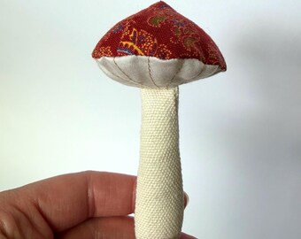 Peluche champignon cachemire pour enfants - Fait main avec du tissu en coton recyclé