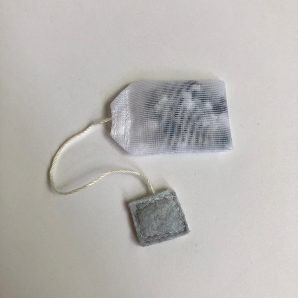 Mini Pretend Tea Bag for Kids Tea Parties - Grey - Made From Upcycled Mesh and Fleece - Eco Friendly Kids Toys