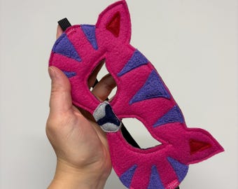 Masque de tigre écologique pour enfants - Rose vif et violet foncé