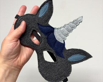 Masque licorne écologique pour enfants - Gris foncé et bleu marine