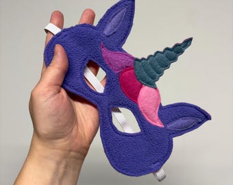 Masque licorne écologique pour enfants - Violet foncé avec des nuances de rose