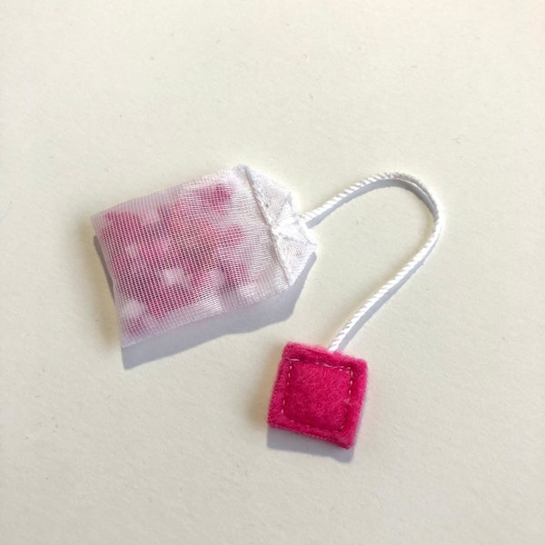 Mini Pretend Tea Bag for Kids Tea Parties - Magenta Pink - Made From Upcycled Mesh and Fleece Fabric - Sustainable Eco Friendly Toys