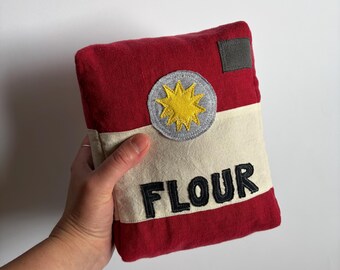 Sac à farine en peluche pour cuisine de jeu pour enfants - Fait main avec du tissu recyclé