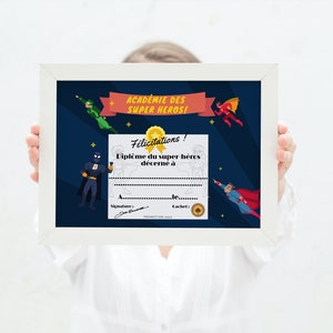 Diploma de superhéroe imprimible para descarga instantánea