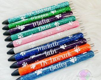 Personalized Glitter Paw Print Pen: Refillable InkJoy, Vet Tech Gift
