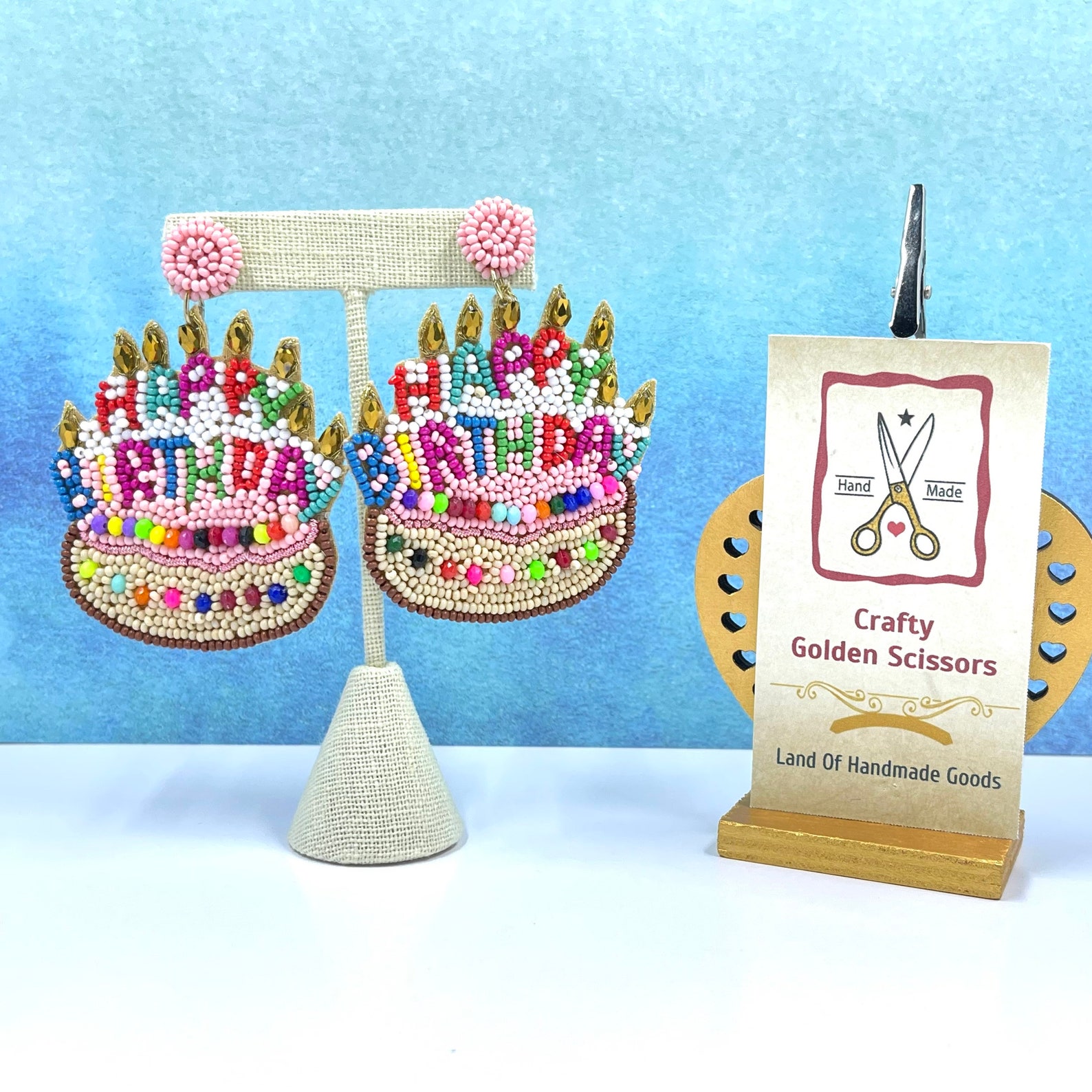 Happy Birthday Earrings Celebration Bead Earringsstud Etsy