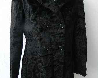 Vintage BLUMARINE Black Crushed Velvet Double Breasted Coat Size I42  D36 Medium?