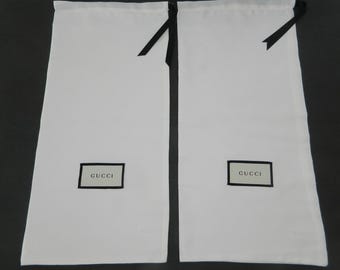 Lote de 2 bolsas para guardar el polvo/saquitos de dormir vintage de satén blanco GUCCI para guardar y hacer manualidades