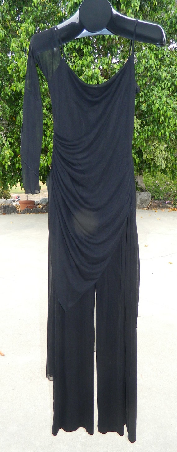 Vintage BEBE Sexy Black One Shoulder Jumpsuit Size