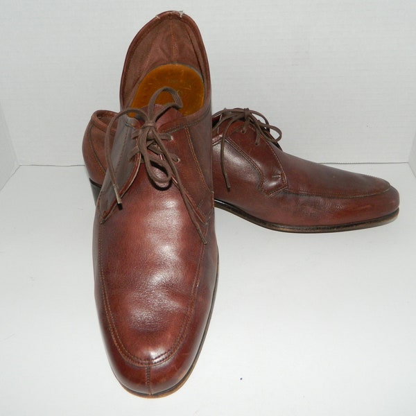 Vintage BALLY of SWITZERLAND Erno Continental Cognac Leather Oxford Shoes 12 N