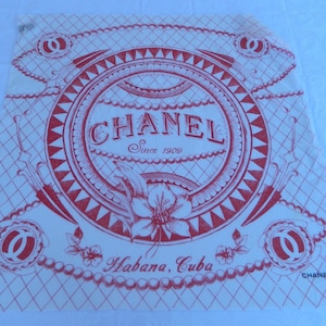 Rare CHANEL Limited Edition Havana, Cuba Cotton Scarf White & Red