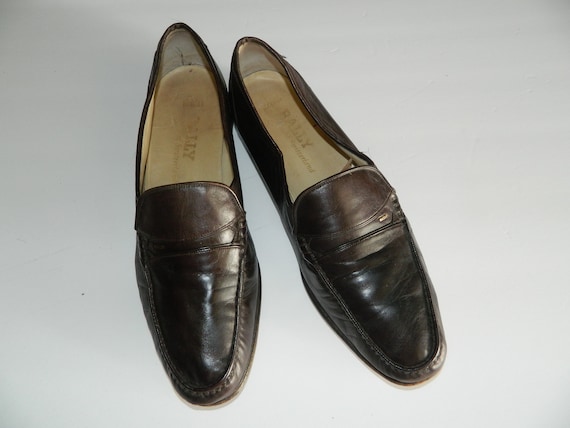 Vintage BALLY of SWITZERLAND Dark Brown Slip on P… - image 1