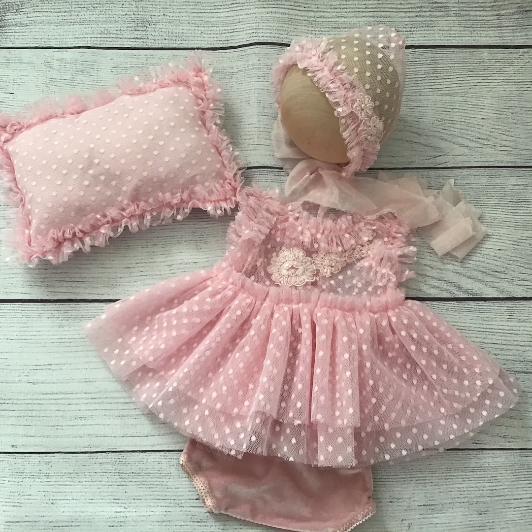 Newborn Baby Girl Pink and White Set Tulle Ruffles Newborn Etsy