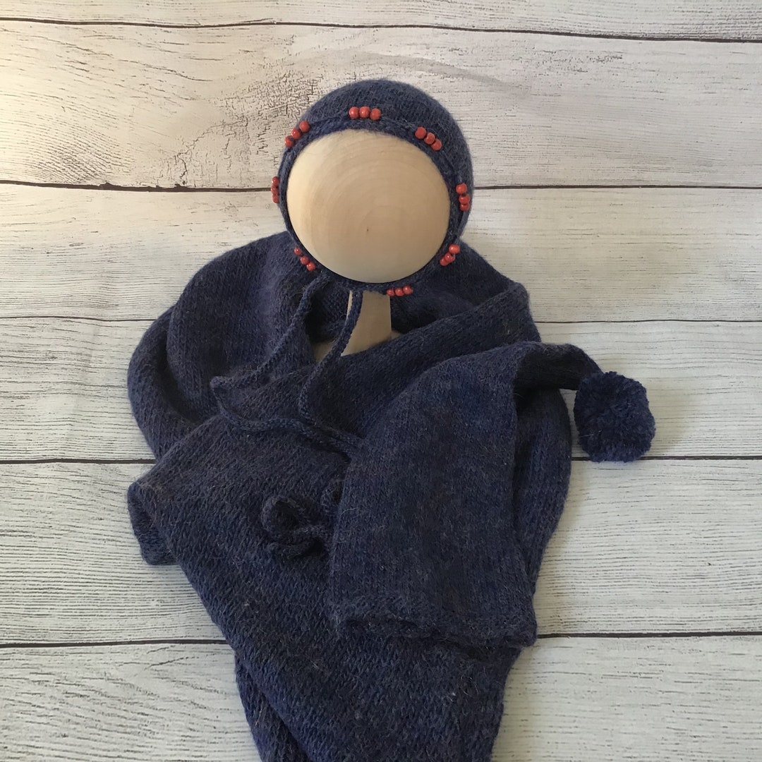 Dark Blue Newborn Baby Girl Wrap Set Wrap Sleepy Etsy