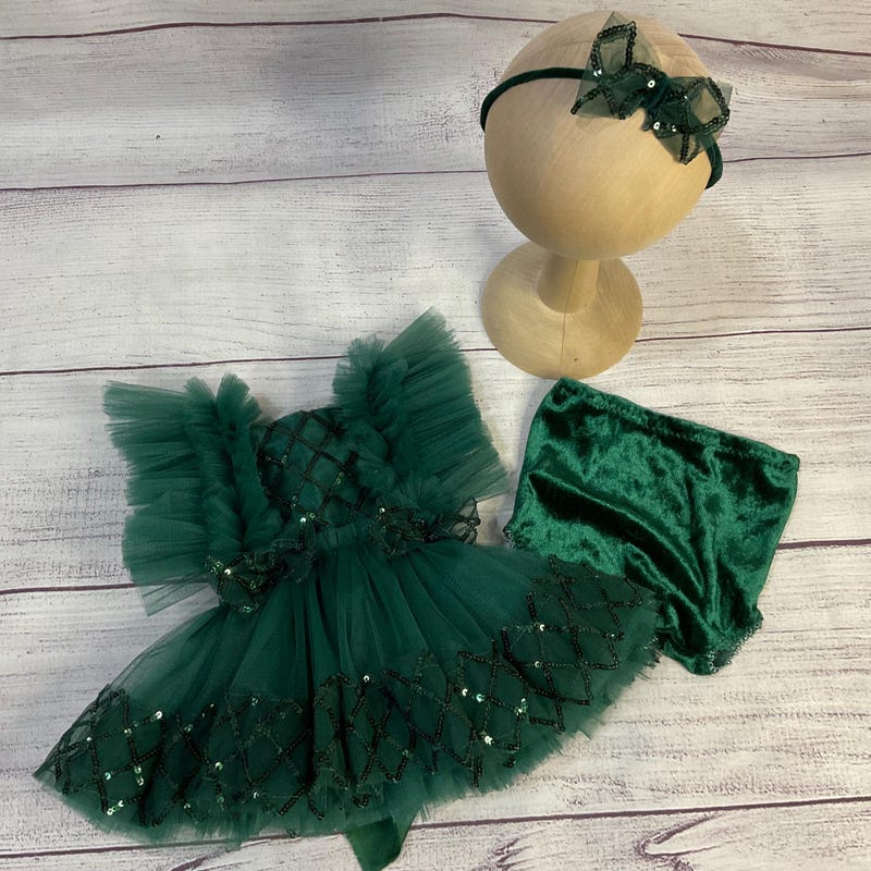 Blended Dress For Newborn Baby In Green Color