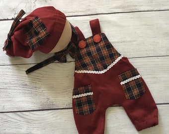 Brick Newborn Set, Suspender Pant, Bow Tie and Hat Set,Christmas Baby Boy set