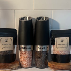 Personalize 2pc Gravity Salt and Pepper Mill, Grinder, Staging, Condiments