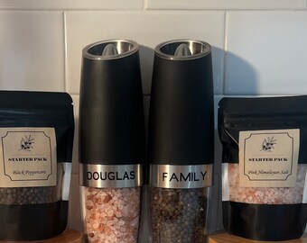 Personalize 2pc Gravity Salt and Pepper Mill, Grinder, Staging, Condiments