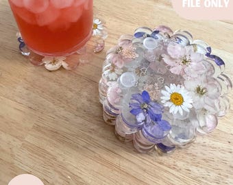 Modern coaster designs, Scalloped coaster laser cut svg digital template, modern coaster glowforge tested