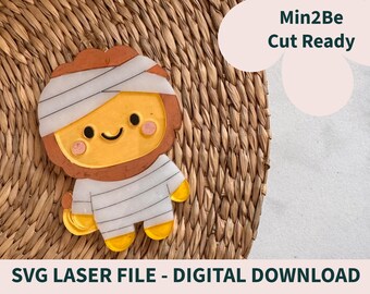 Cute Mummy Lion SVG | Halloween Laser Cut File | Kawaii SVG | Glowforge Ready | Digital Download for Laser Cutters | Modern SVG Design
