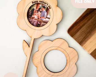 SVG flower pot photo stake, picture frame mothers day digital file, laser ready teacher appreciation gift idea, photo frame laser file