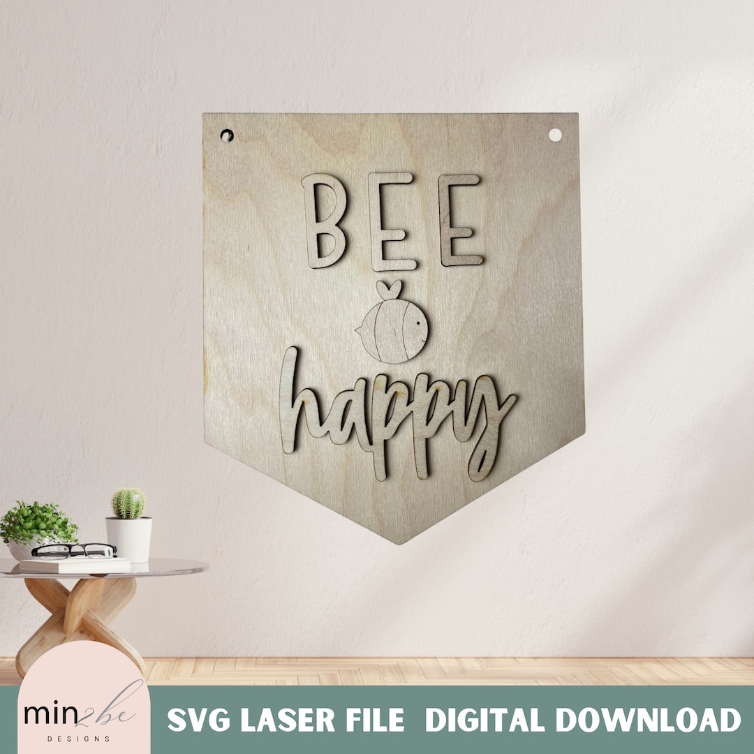 Spring Door Hanger Kit Bee Happy, Be Happy Sign Diy Paint Party Sign ...