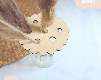 Mason Jar Flower Frog SVG, Laser Cut Jar Topper Template, Floral Arrangement Insert, Glowforge Ready File, Mothers Day flower jar