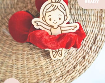 Ballerina Scrunchie Holder SVG, Dance Girl Laser Cut File, Hair Tie Organizer Template, Glowforge Ready Digital Download for Laser Artists