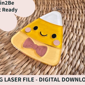 Cute Candy Corn SVG | Halloween Laser Cut File | Kawaii Candy Ornament | Glowforge Ready | Digital Download | Fall SVG Craft | Modern SVG