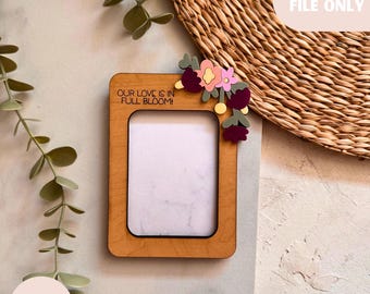 Mother’s Day Photo Frame SVG, Wallet Size Picture Frame, Fridge Magnet Laser Cut File, Glowforge Engrave & Cut Design, Modern Photo Frame