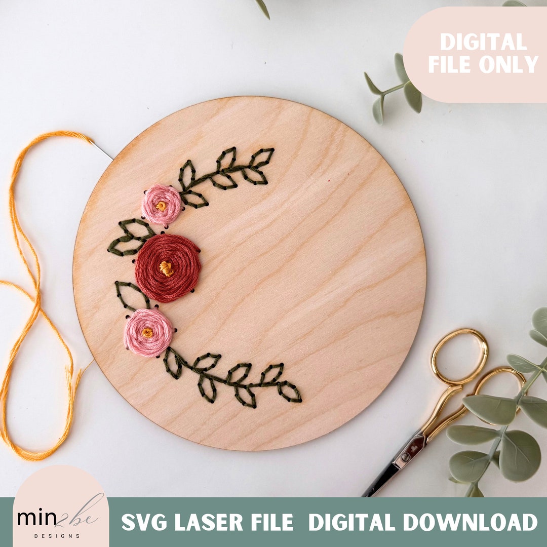 Photo inspiration: Cut Design Embroidered Decor Reference: Wood Embroidery Template Digital Svg File Laser Ready Embroidery Cut