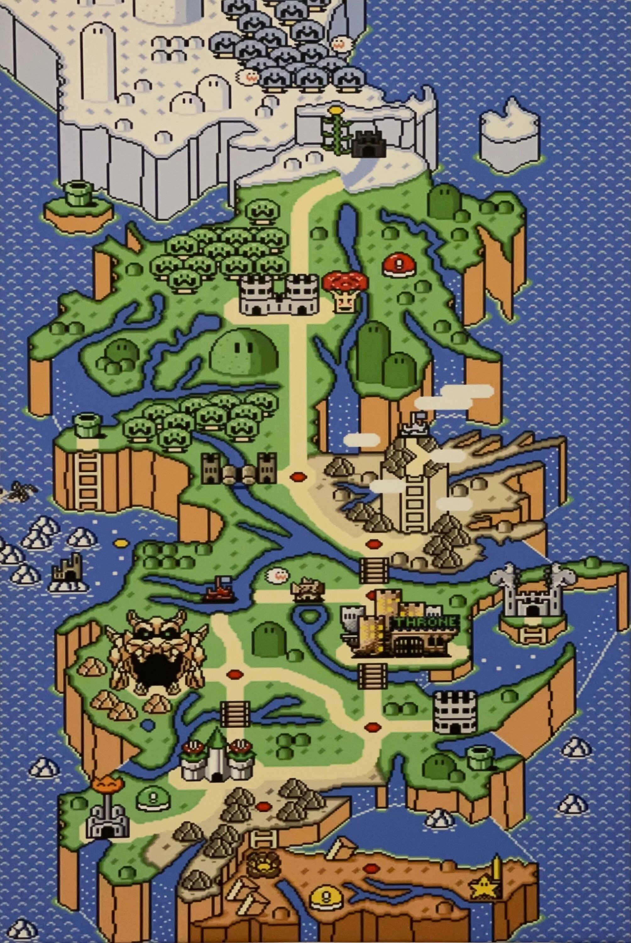 Super Mario world Map stretched canvas ink print. 24 X 34 | Etsy