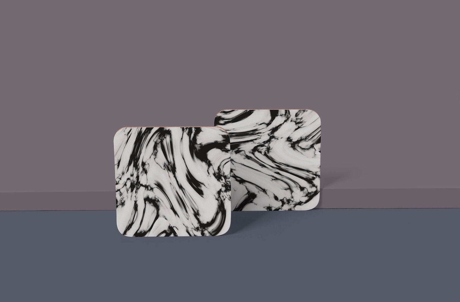 Set of 4 Black Marble Coasters Etsy