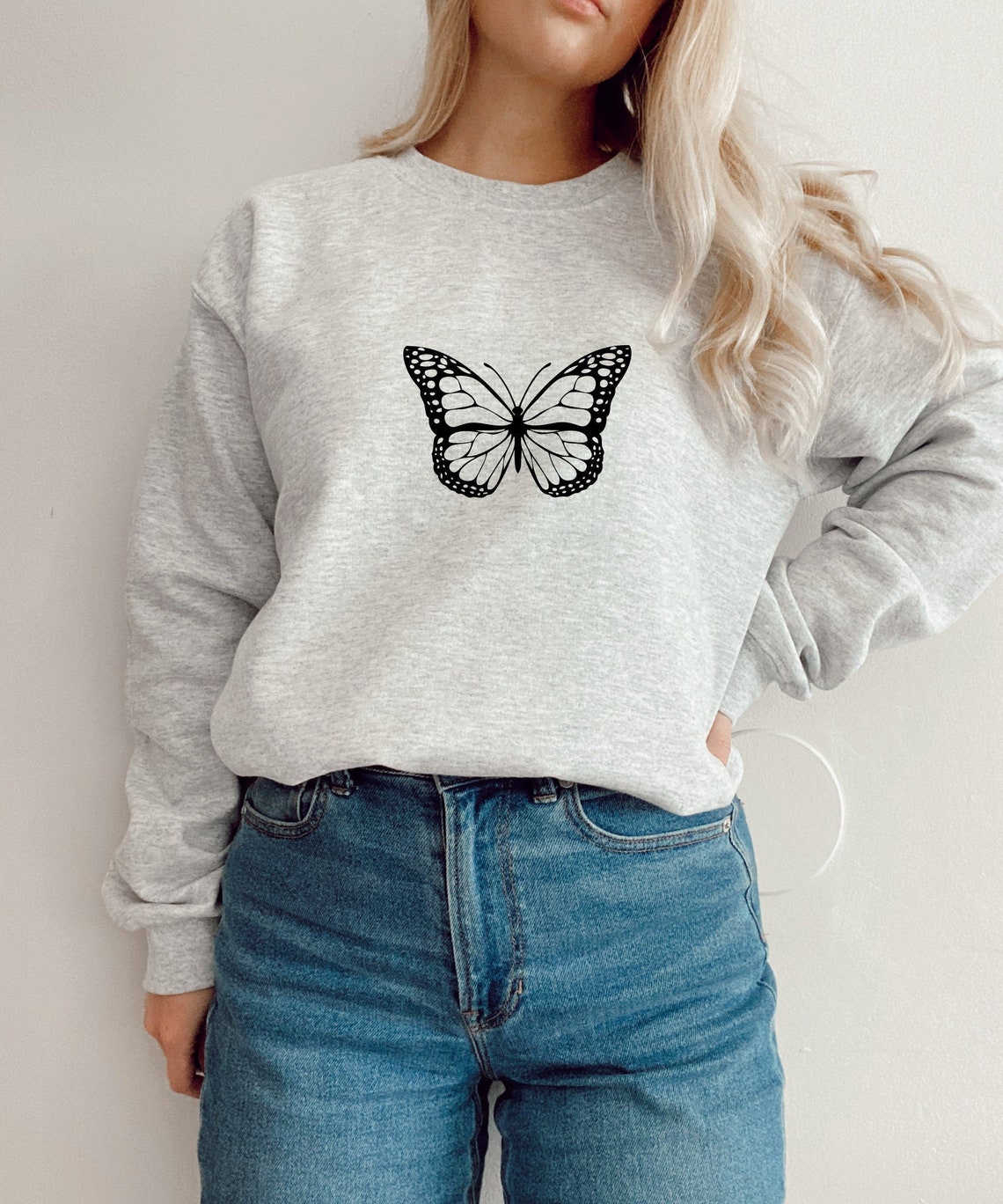 Butterfly Sweatshirt Sweatshirt Cute Gift for Her Unisex Etsy