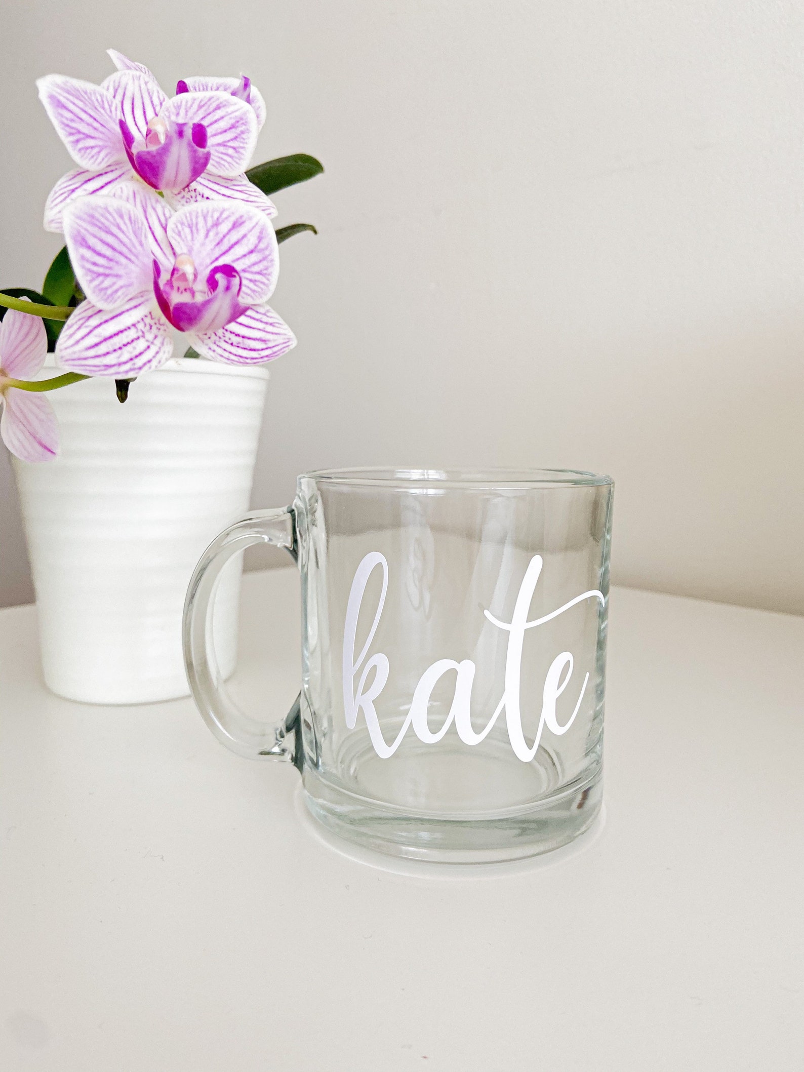 Personalized Mug Clear Glass Mug with Handle Birthday Gift Etsy