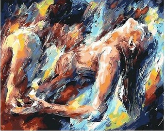 ROLLED Paint By Numbers - LOVERS - 40x50cm DIY painting kit - Same day dispatch