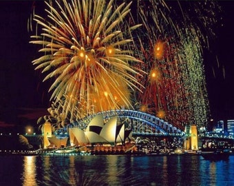 Sydney Harbour Fireworks Paint By Numbers Kit – DIY 40x50cm Canvas