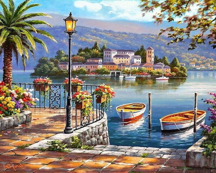 Paint by Numbers - Lake Como Italy - 40x50cm Rolled Canvas