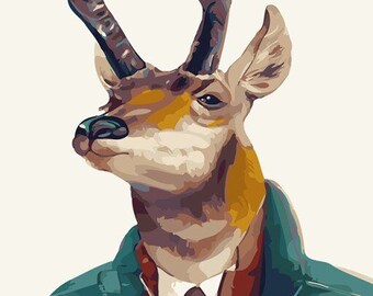 ROLLED Paint By Numbers - Mr Deer - 40x50cm DIY painting kit - Same day dispatch