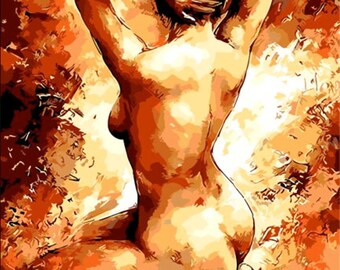 ROLLED Paint By Numbers - Nude Pose - 40x50cm DIY painting kit - Same day dispatch