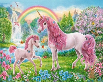 Paint By Numbers - PINK UNICORNS - 40x50 DIY painting kit - Same day dispatch