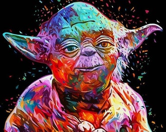ROLLED Paint By Numbers - YODA - 40x50cm DIY painting kit - Same day dispatch